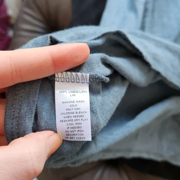 LOFT Light Blue 100% Linen Tee - Picture 4 of 4